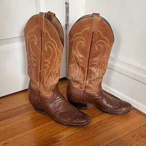 Tony Lama Two-Tone brown Western cowboy Boots size 9D men’s 10.5 women’s